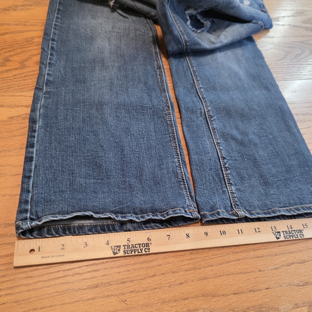 Faded Glory Distressed Patched Denim Blue Stretch Jeans Womens Plus Size 16W - Picture 15 of 16